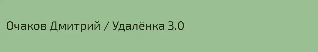Очаков Дмитрий / Удалёнка 3.0